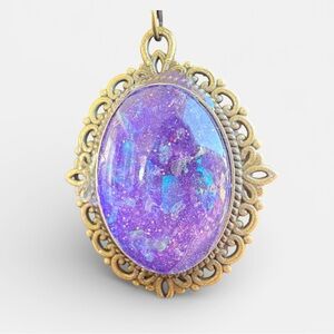 Galaxy Purple & Blue Pendant Necklace & Earrings